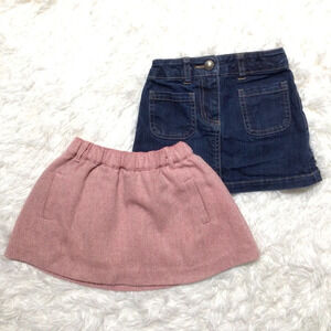 Olive Juice & Mini Boden Skirts Herringbone Pink Wool Blend Denim 2 3 4 LOT